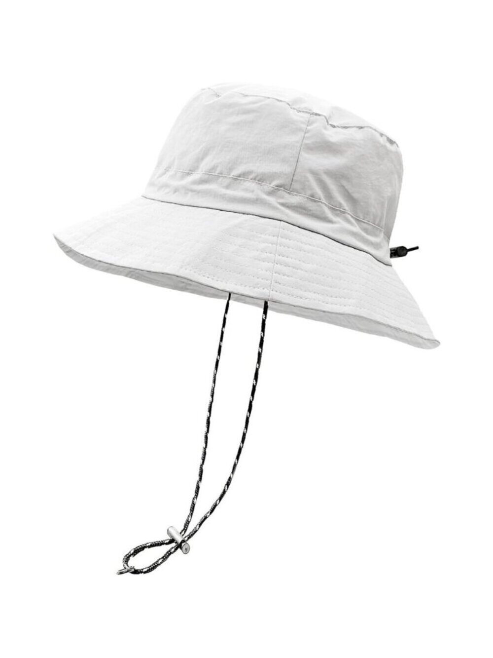 Unisex White 100% Polyester Wide Brim Boonie Waterproof Chin Strap Bucket Hat